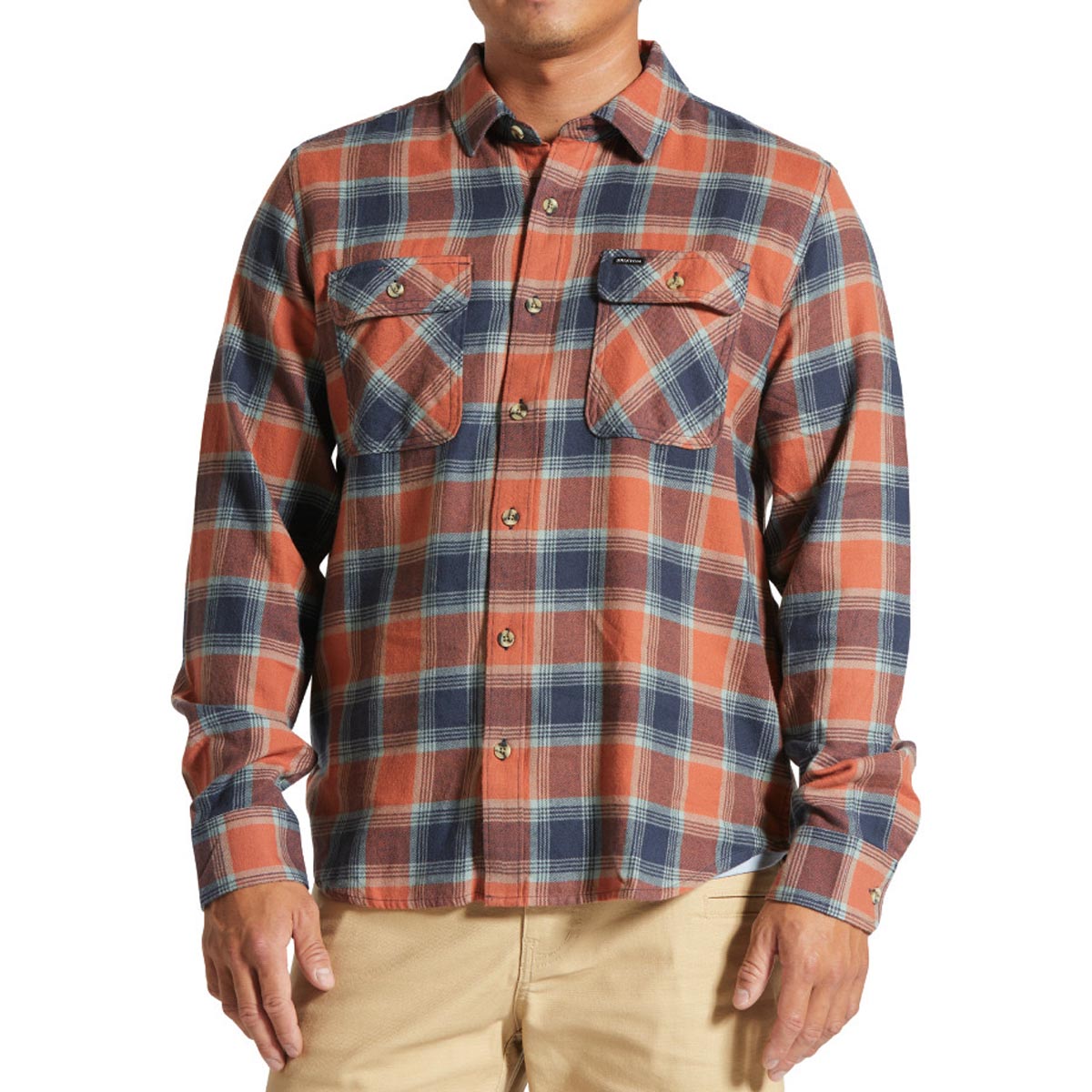 Brixton Bowery Lw Ultra Flannel Shirt - Terracotta/Chinois Green image 1
