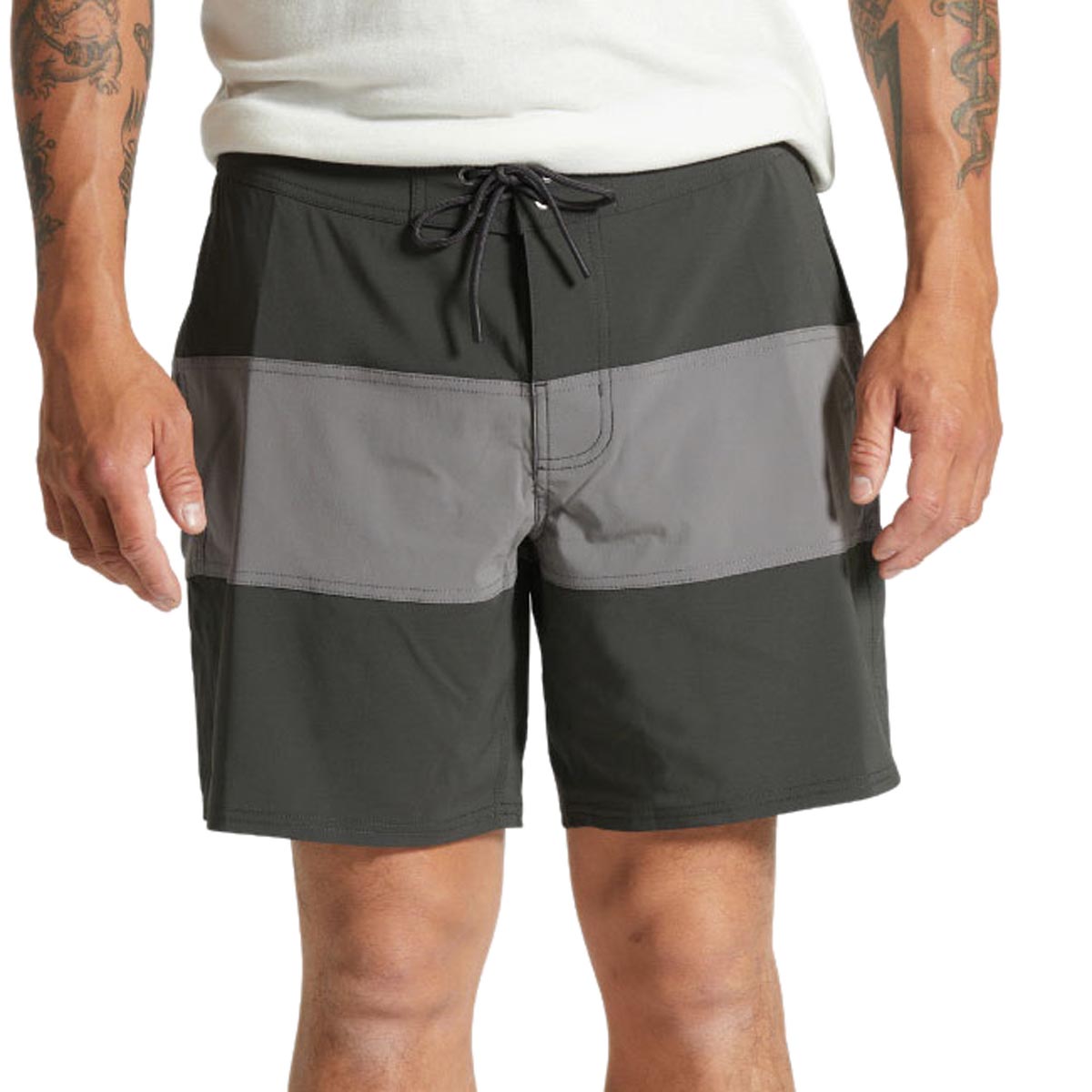 Brixton 60's Stretch Board Shorts - Washed Black/Charcoal image 2