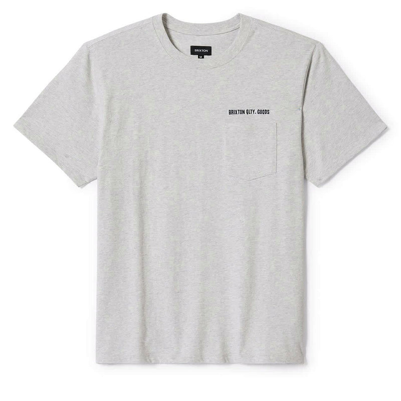 Brixton Emb Heavyweight Pocket T-Shirt - Heather Grey Ash