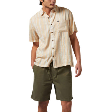 Brixton Cru Slub Shirt - Hazelnut/Painterly Stripe