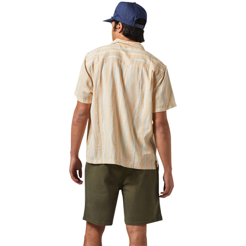 Brixton Cru Slub Shirt - Hazelnut/Painterly Stripe