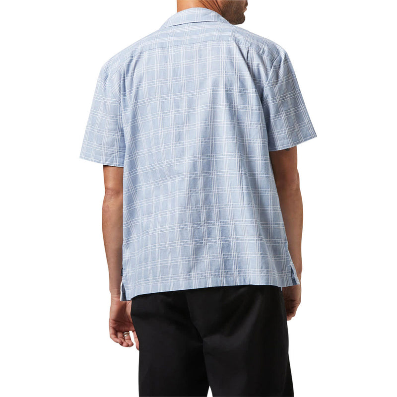 Brixton Cru Oxford Plaid Shirt - Light Blue/White Plaid