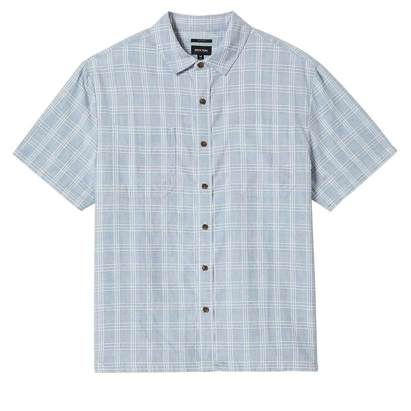 Brixton Cru Oxford Plaid Shirt - Light Blue/White Plaid
