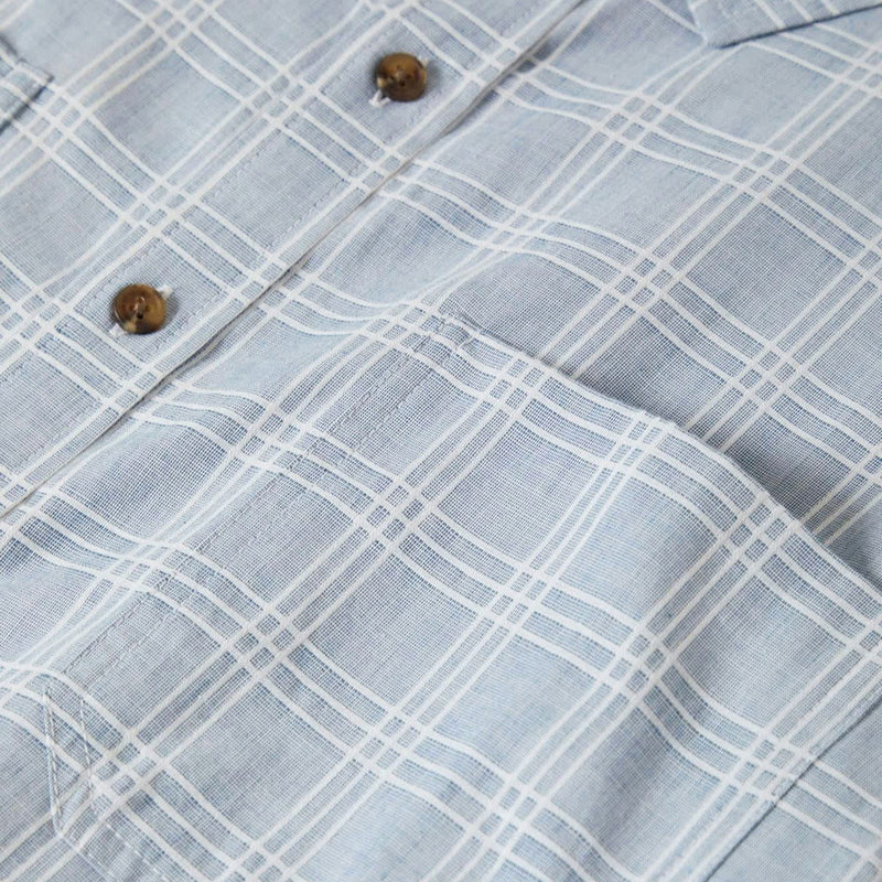 Brixton Cru Oxford Plaid Shirt - Light Blue/White Plaid