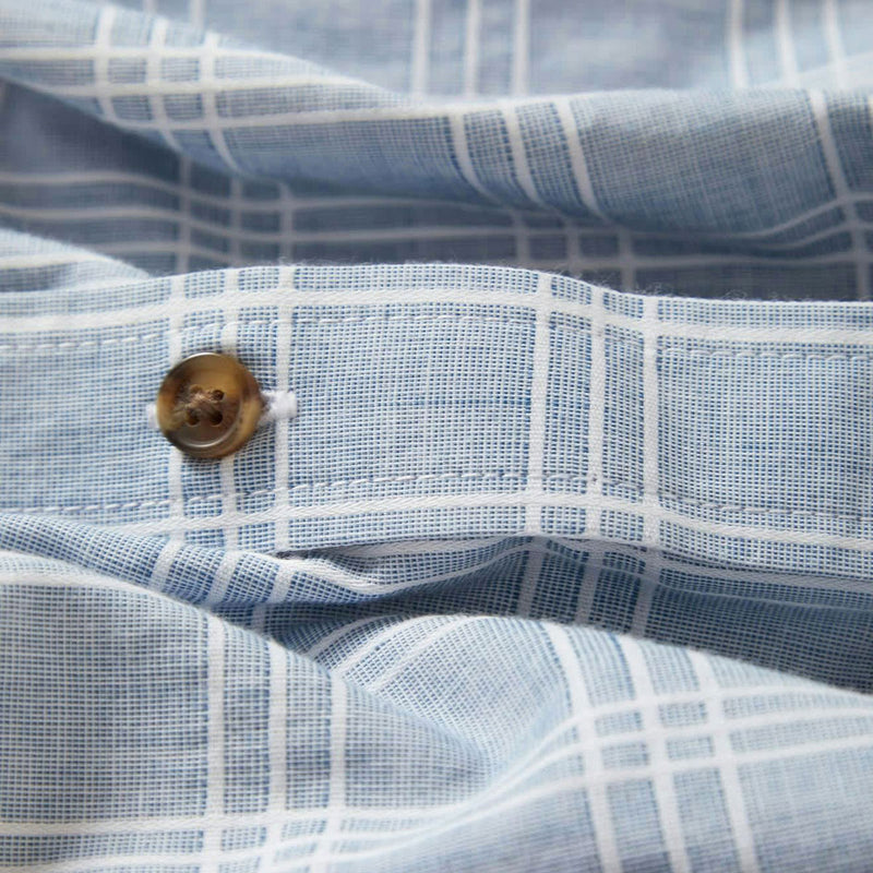 Brixton Cru Oxford Plaid Shirt - Light Blue/White Plaid