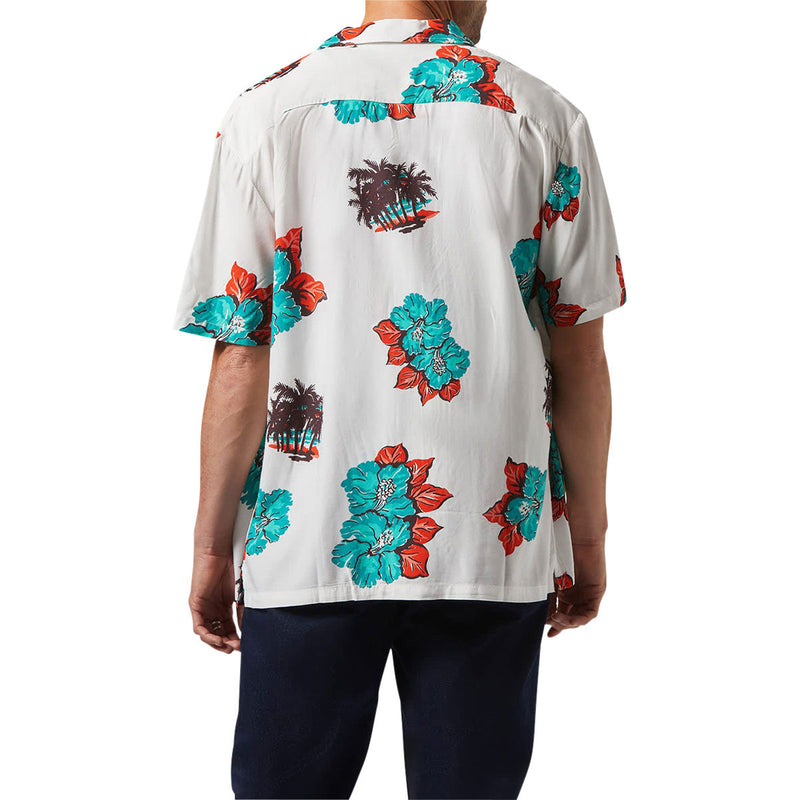 Brixton Cru Print Shirt - Off White/Aquatic Green Floral