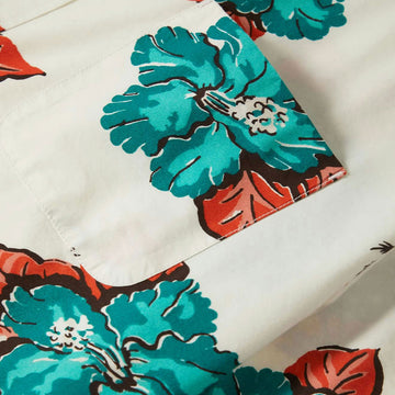 Brixton Cru Print Shirt - Off White/Aquatic Green Floral