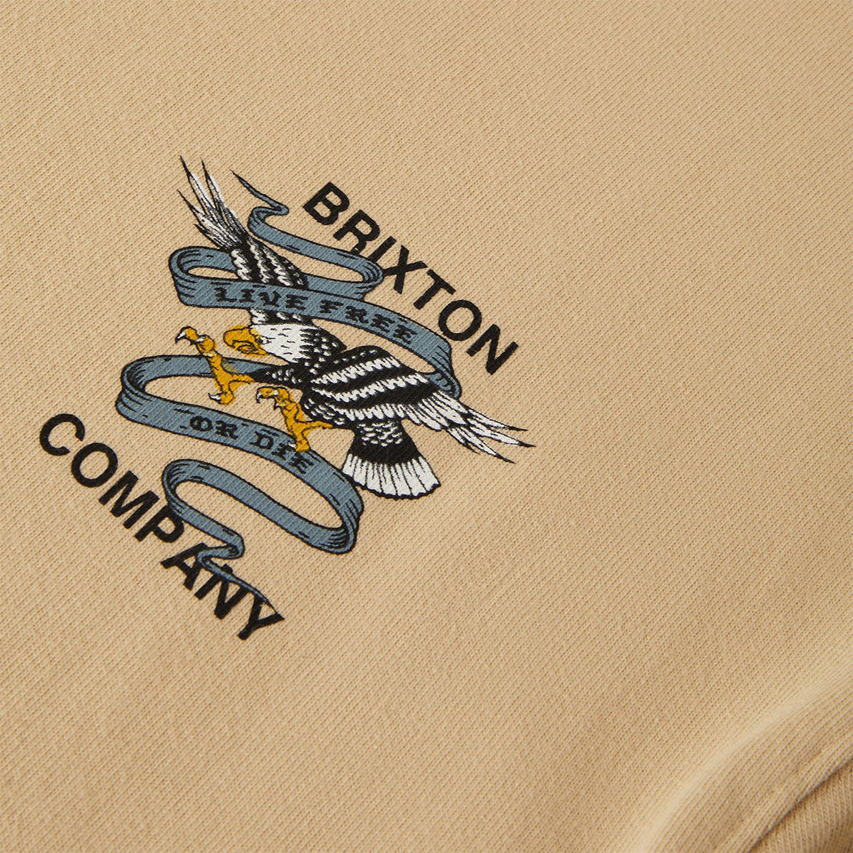 Brixton Live Free Heavyweight Relaxed T-Shirt - Cream Classic Wash image 3