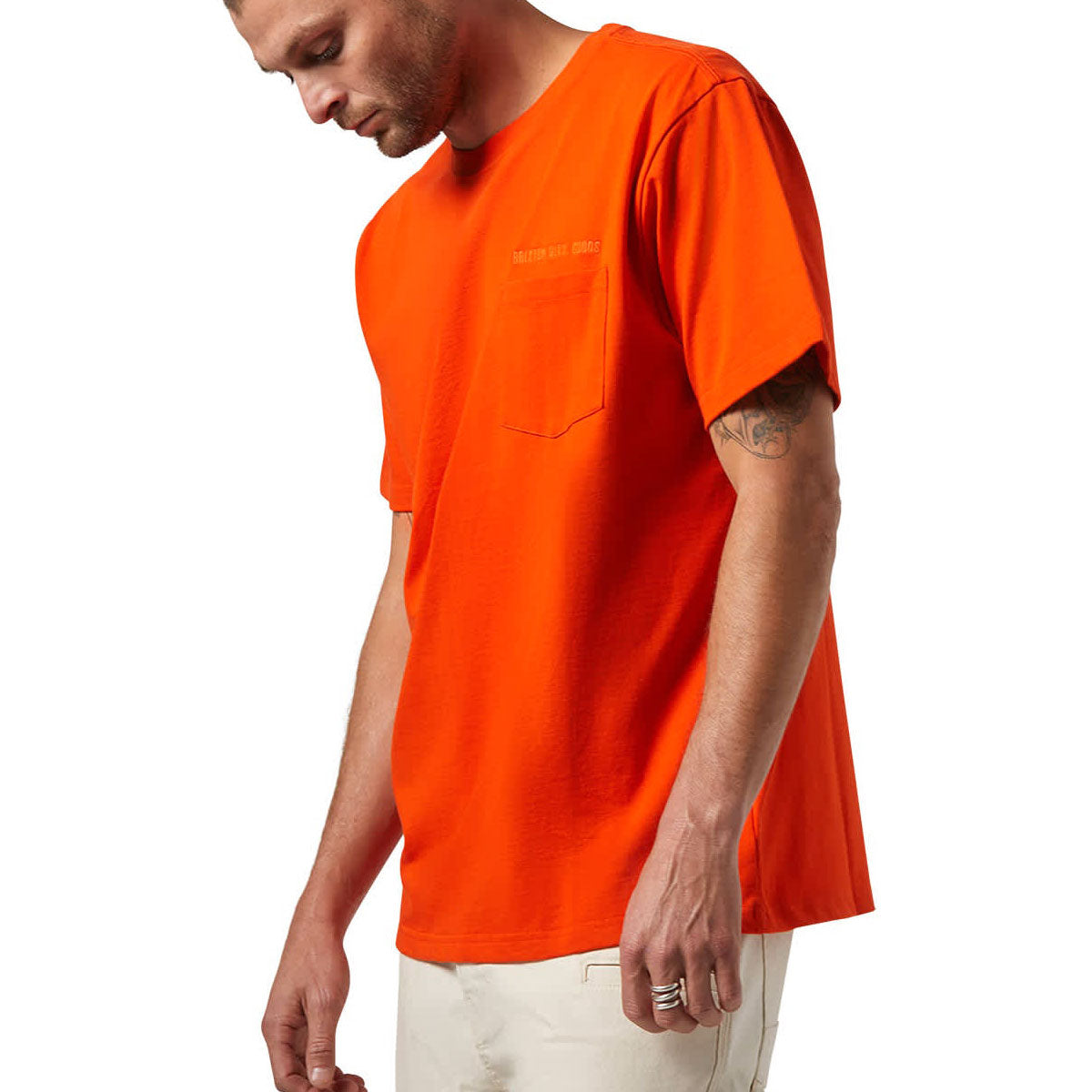Brixton Emb Heavyweight Pocket T-Shirt - Trail Orange image 4
