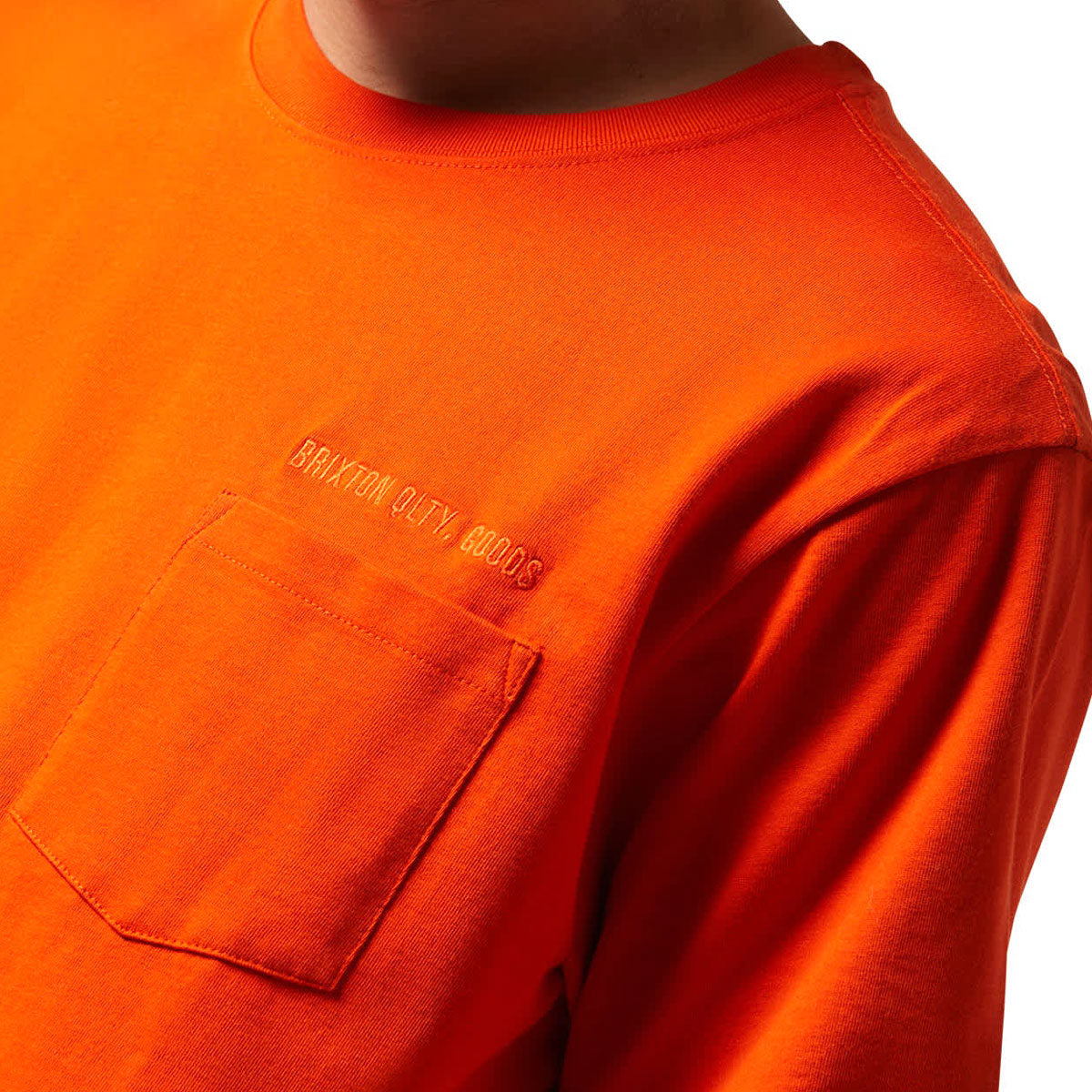Brixton Emb Heavyweight Pocket T-Shirt - Trail Orange image 5
