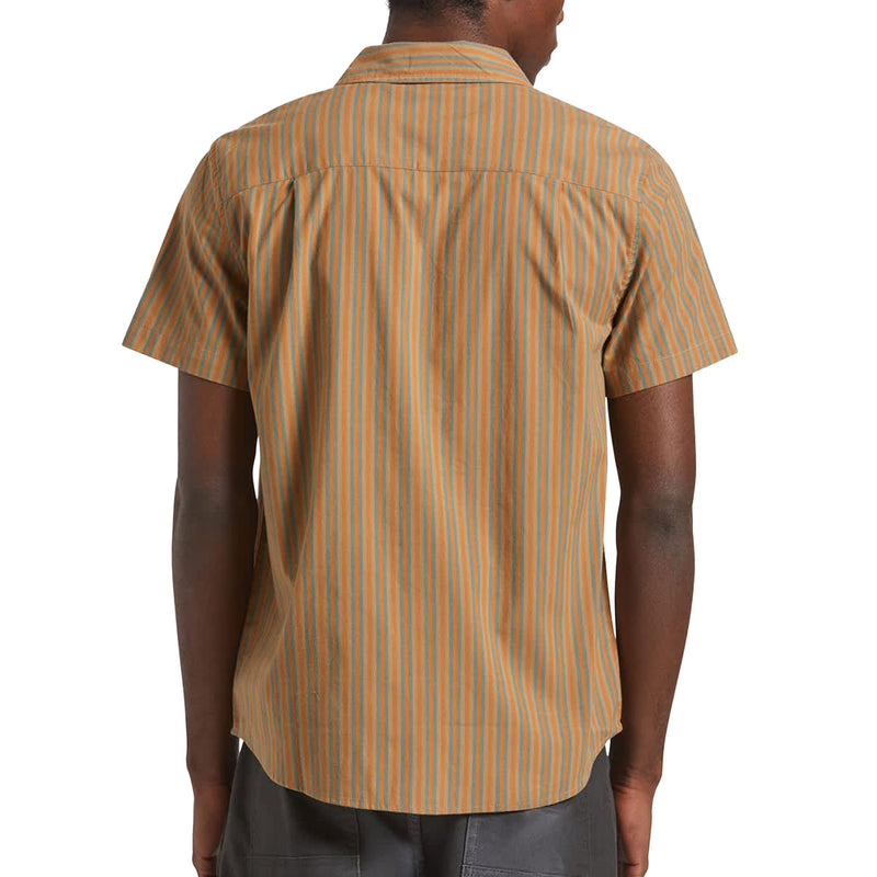 Brixton Charter Stripe Shirt - Rustic Caramel/Night Sage