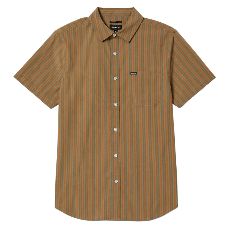Brixton Charter Stripe Shirt - Rustic Caramel/Night Sage