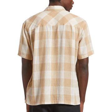 Brixton Cru Linen Blend Shirt - Off White/Sand