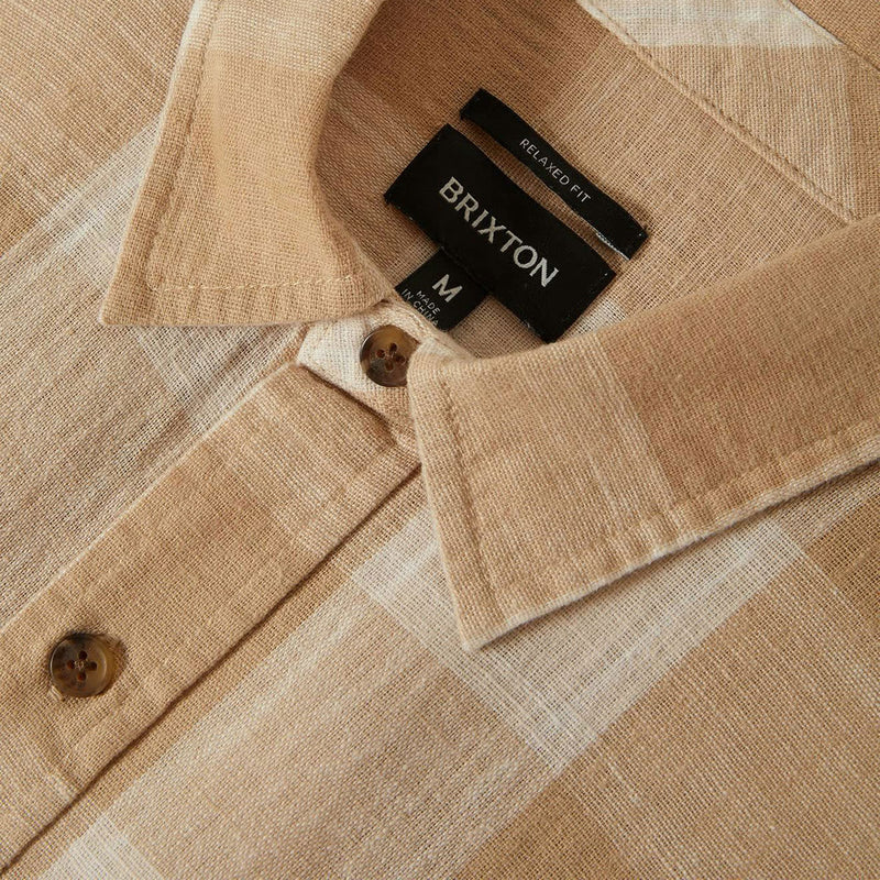 Brixton Cru Linen Blend Shirt - Off White/Sand
