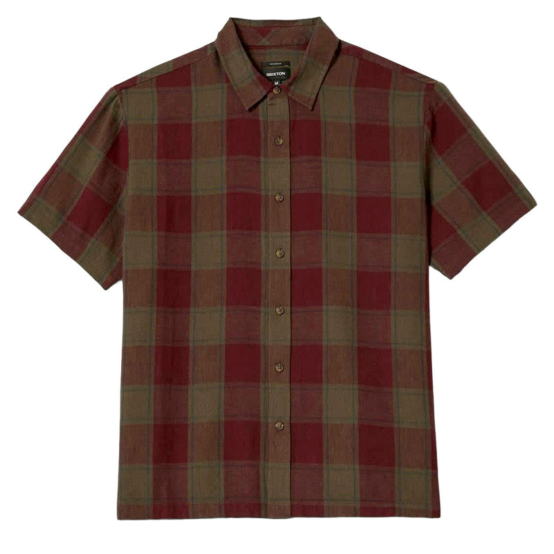 Brixton Cru Linen Blend Shirt - Olive Surplus/Port