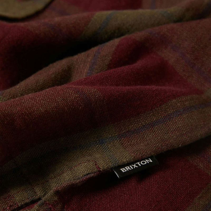Brixton Cru Linen Blend Shirt - Olive Surplus/Port
