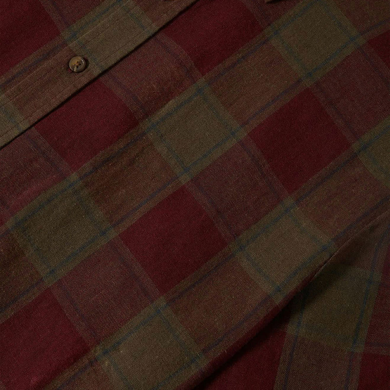 Brixton Cru Linen Blend Shirt - Olive Surplus/Port