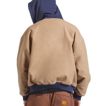 Brixton Canvas Hooded Bomber Jacket - Khaki/Mood Indigo