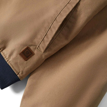 Brixton Canvas Hooded Bomber Jacket - Khaki/Mood Indigo