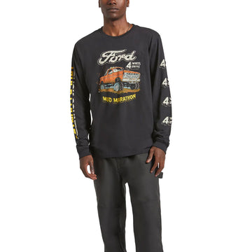 Brixton x Ford Mud Marathon Long Sleeve T-Shirt - Burnt Rubber