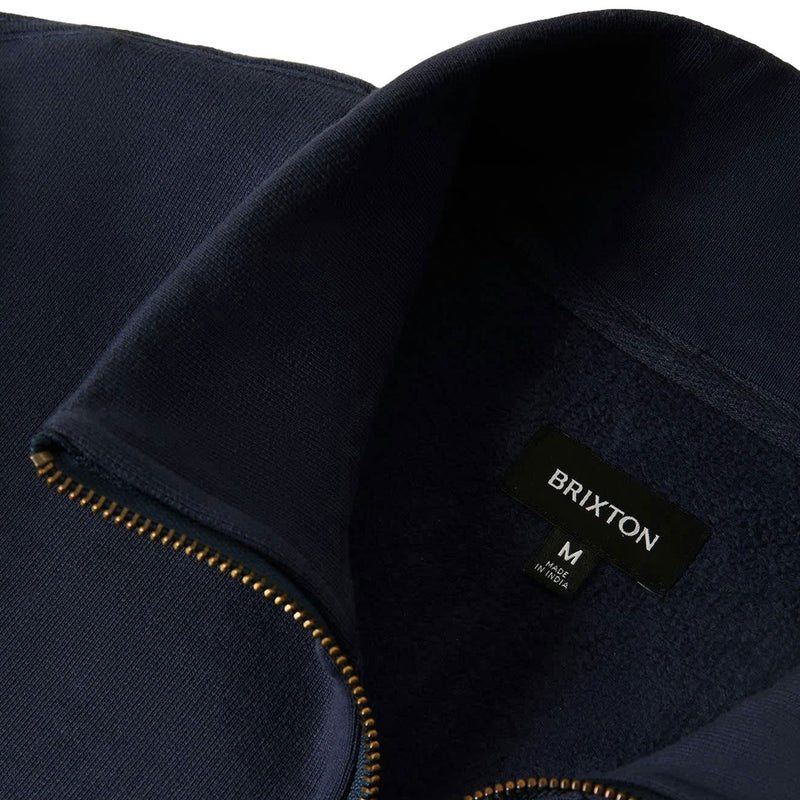 Brixton Embroidered Heavyweight Half Zip Sweatshirt - Mood Indigo