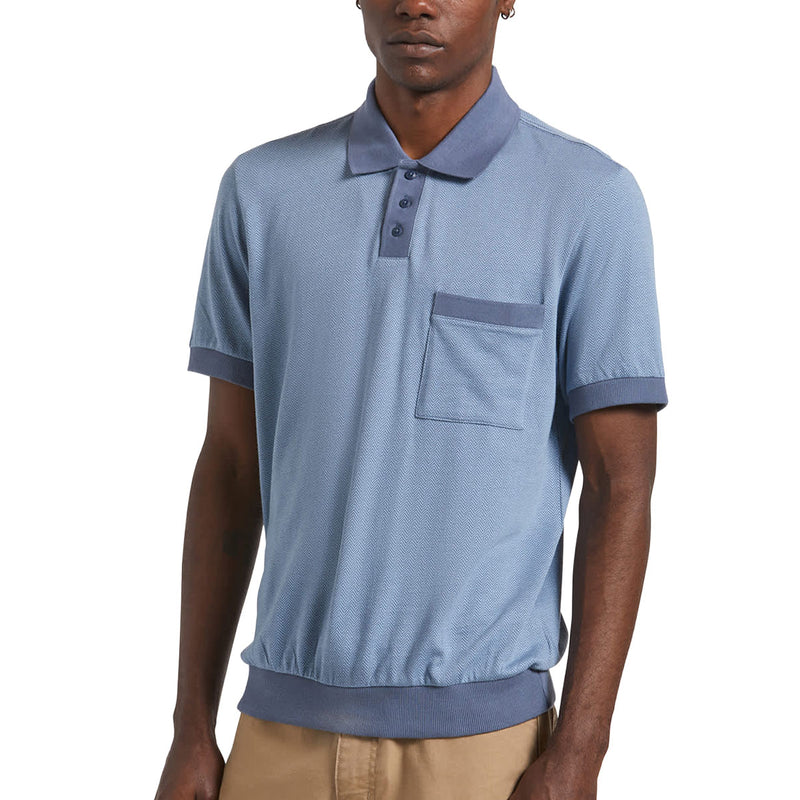 Brixton Weekend Herringbone Polo Shirt - Borrow Blue/Berring Sea