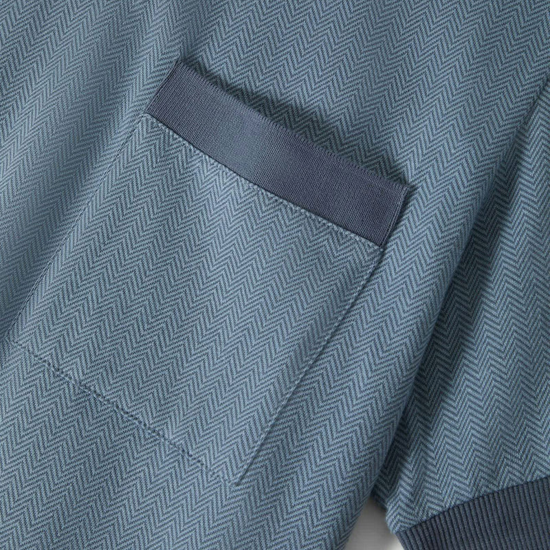 Brixton Weekend Herringbone Polo Shirt - Borrow Blue/Berring Sea