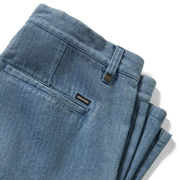 Brixton Choice Chino Baggy Shorts - Light Wash Denim Herringbone