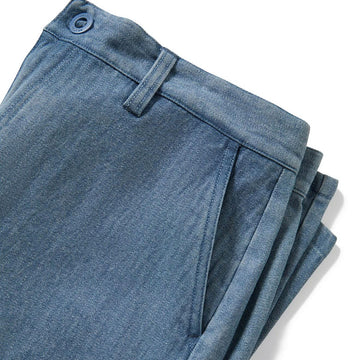 Brixton Choice Chino Baggy Shorts - Light Wash Denim Herringbone