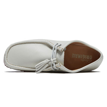 Clarks Wallabee Shoes - White Leather