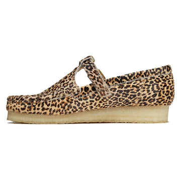 Clarks Womens Wallabee T Bar Shoes - Leopard Print