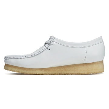 Clarks Womens Wallabee Shoes - White Grain Leather