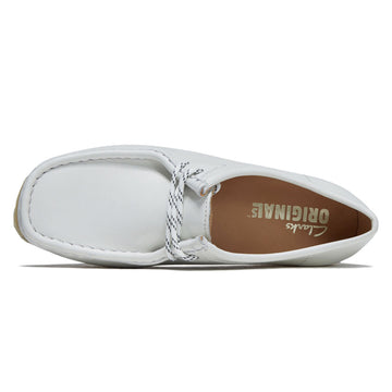Clarks Womens Wallabee Shoes - White Grain Leather