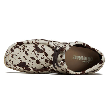 Clarks Wallabee Shoes - Brown/White Cow Print