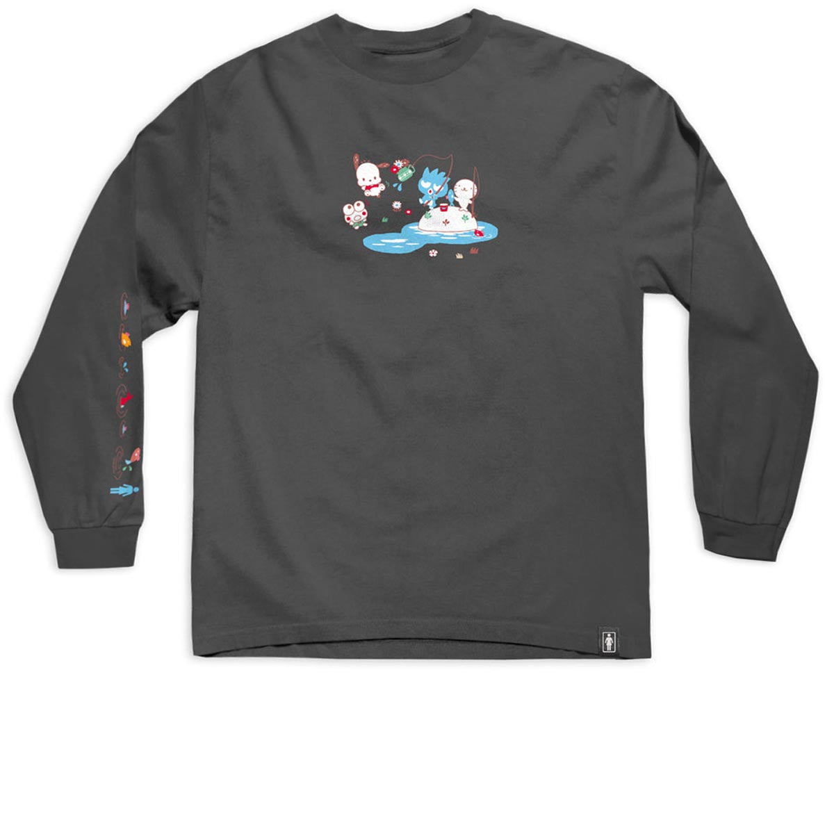 Girl x Hello Kitty Fishing Long Sleeve T-Shirt - Charcoal image 1