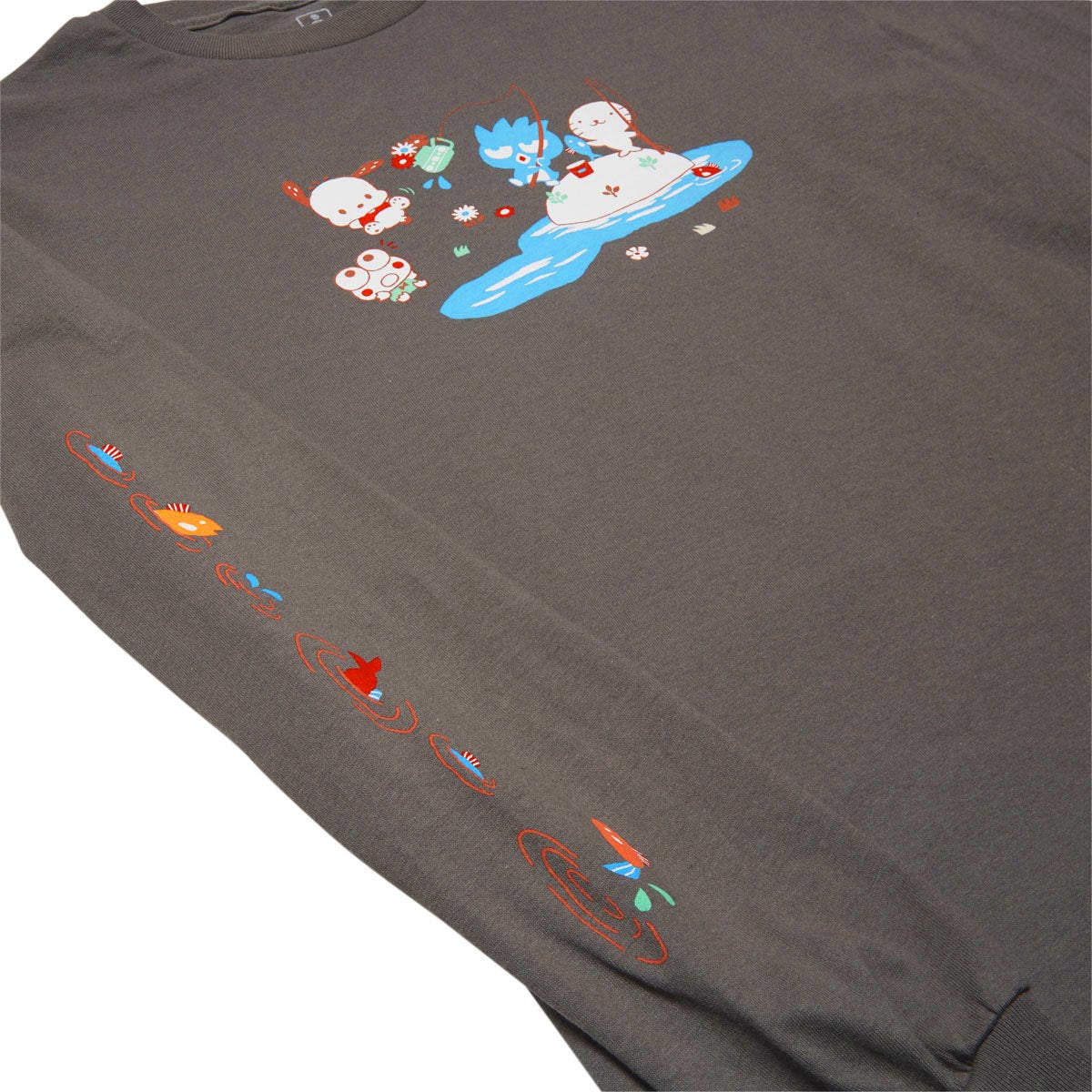Girl x Hello Kitty Fishing Long Sleeve T-Shirt - Charcoal image 2