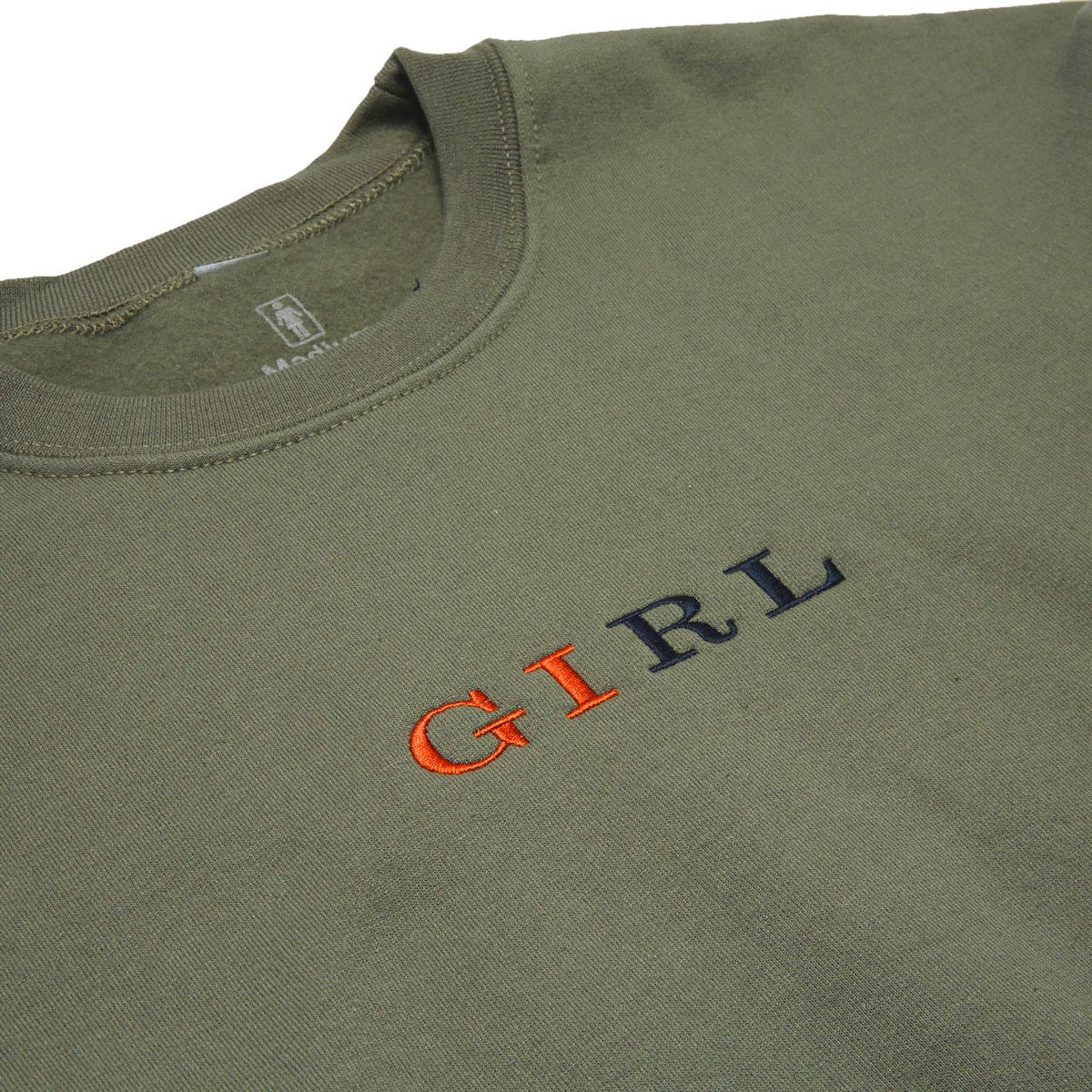 Girl Serif Crew Neck Fleece Sweatshirt - Army image 2