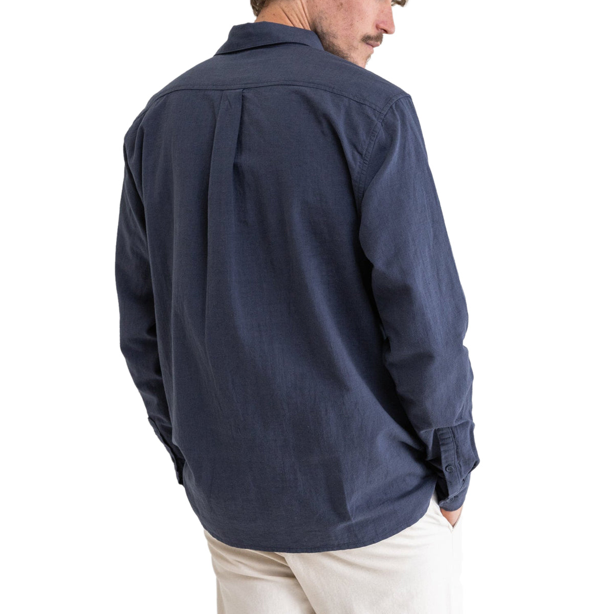Rhythm Classic Linen Long Sleeve Shirt - Worn Navy image 2