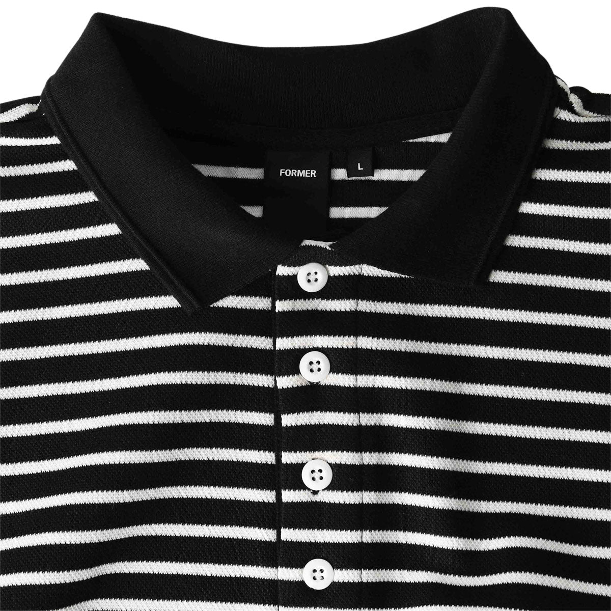 Former Uniform Striped Polo Shirt - Worn Black/White image 5