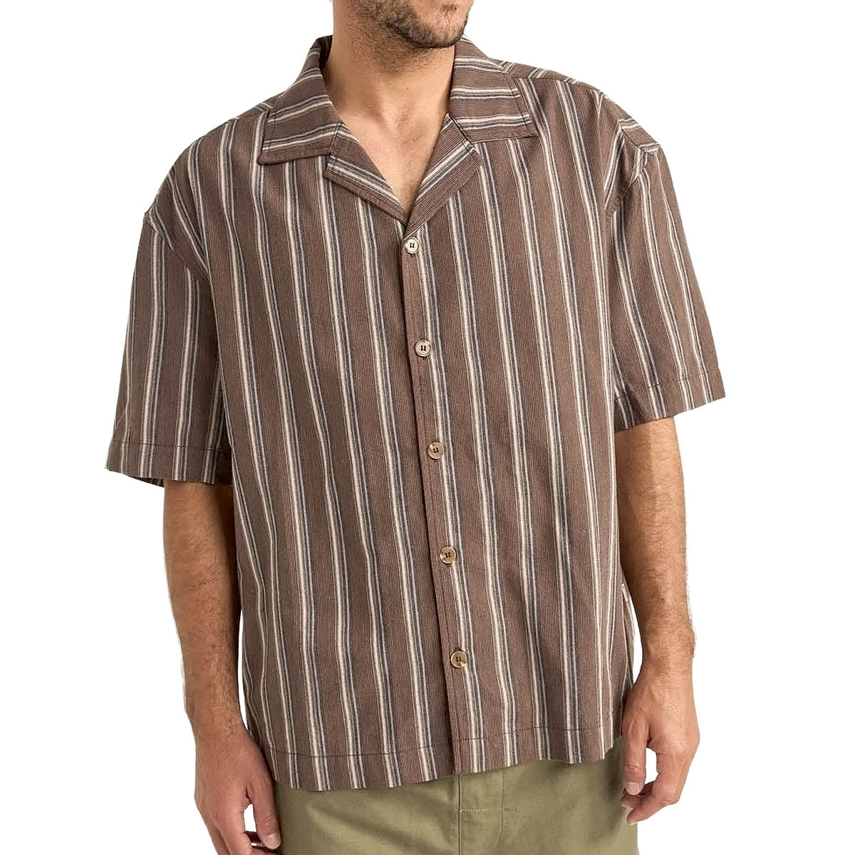 Rhythm Baja Relaxed Stripe Shirt - Café image 1