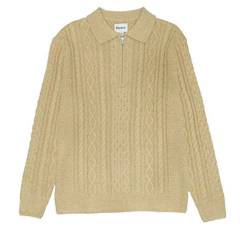 Rhythm Mohair Quarter Zip Fisherman Knit Sweater - Incense