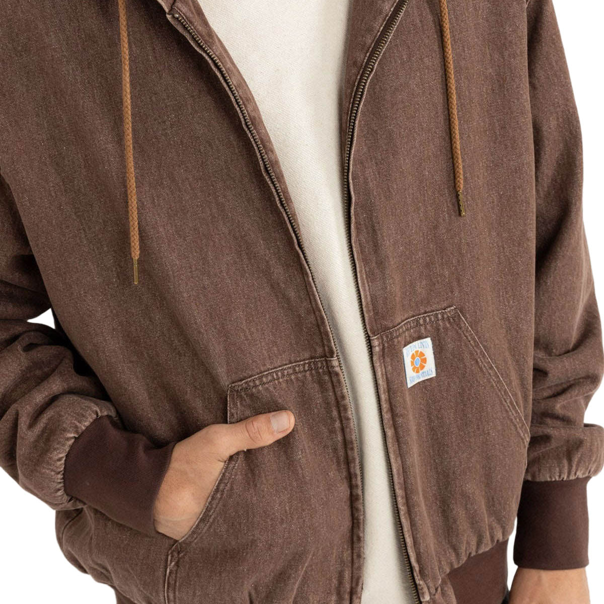 Rhythm Insulated Denim Work Jacket - Washed Brown image 3