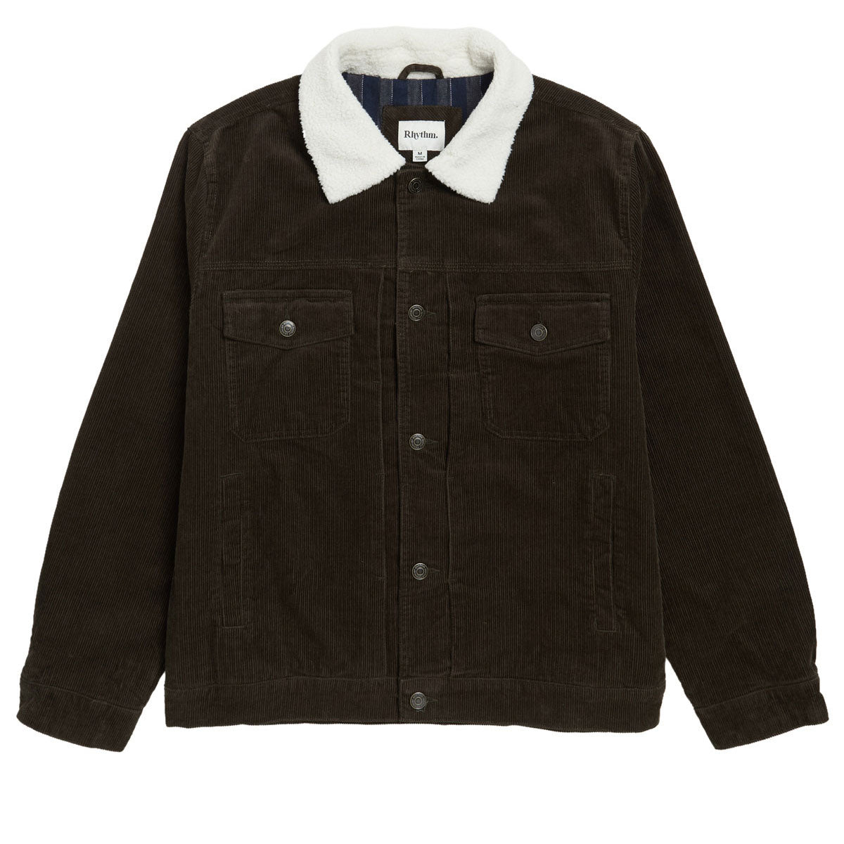 Rhythm Flannel Lined Cord Trucker Jacket - Chocolate image 1