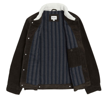 Rhythm Flannel Lined Cord Trucker Jacket - Chocolate