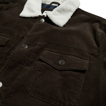 Rhythm Flannel Lined Cord Trucker Jacket - Chocolate