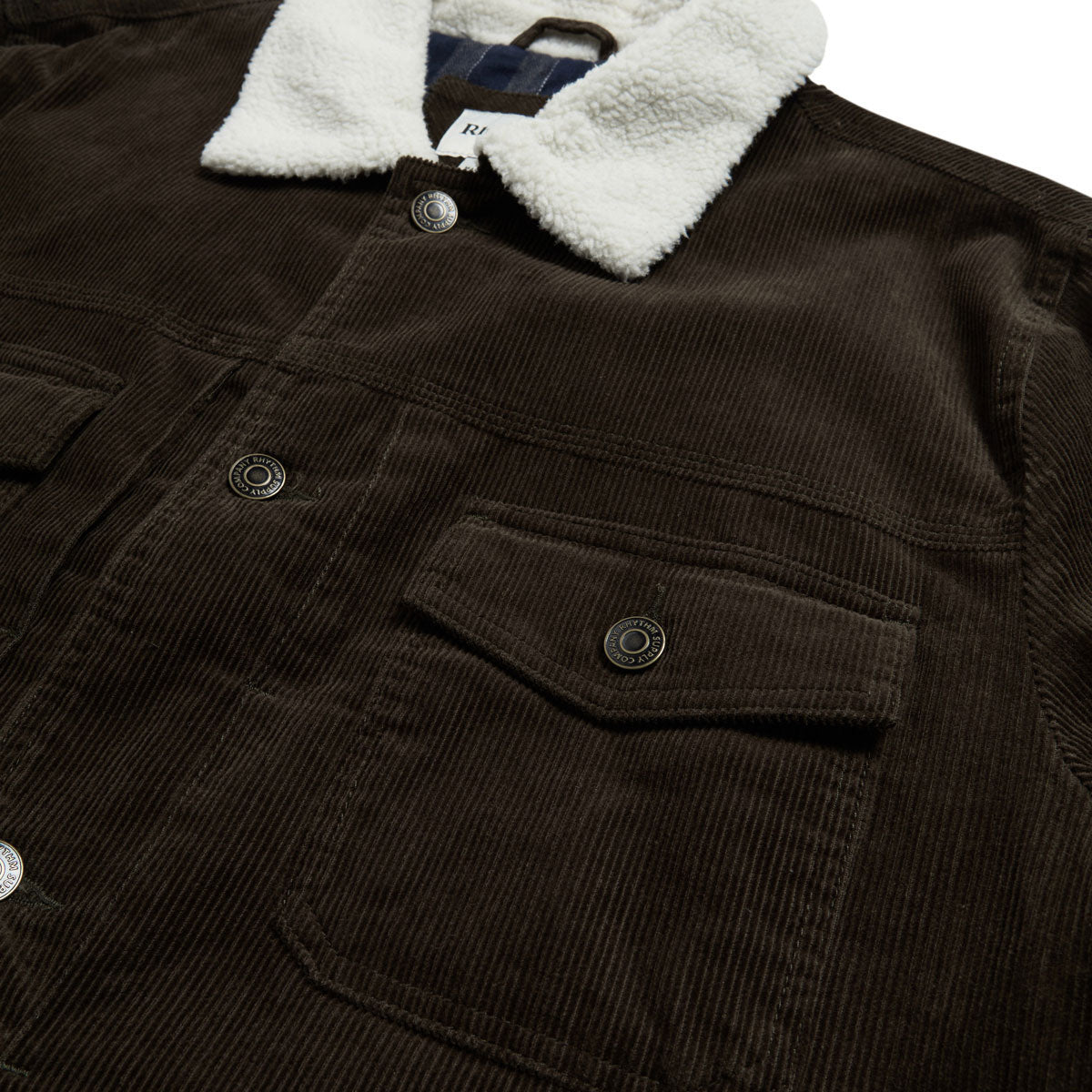 Rhythm Flannel Lined Cord Trucker Jacket - Chocolate image 5