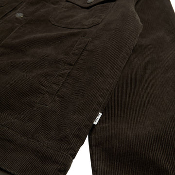 Rhythm Flannel Lined Cord Trucker Jacket - Chocolate