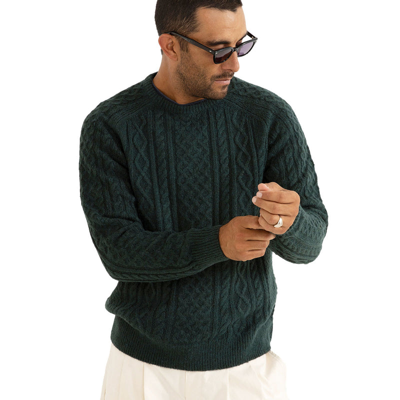 Rhythm Mohair Fishermans Knit Sweater - Pine