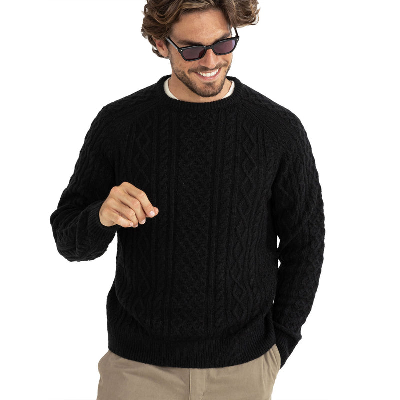 Rhythm Mohair Fishermans Knit Sweater - Black