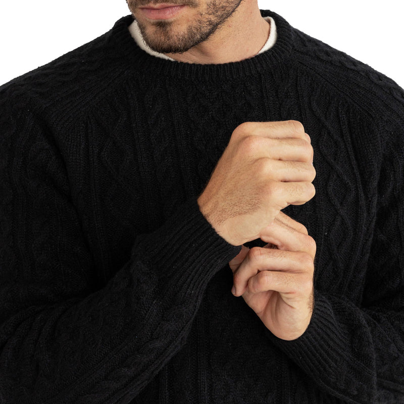 Rhythm Mohair Fishermans Knit Sweater - Black